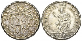 Rome, Clemente IX (Giulio Rospigliosi), 1667 – 1669 Testone 1667-1669, AR 32mm., 9.54g. CLEM·IX· – PONT·MAX· Stemma sormontato da triregno e chiavi de...