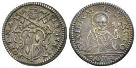 Rome, Clemente IX (Giulio Rospigliosi), 1667 – 1669 Grosso 1667-1669, AR 18mm., 1.81g. Papal arm. Rev. Bust of St. Peter. Muntoni 11. Berman 1973.

...