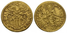 Rome, Benedetto XIV (Prospero Lambertini), 1740-1758. Mezzo zecchino anno I - 1740, AV 18mm., 1.69g. BEN XIV P M – A IX – 1748 La Chiesa sulle nubi. R...