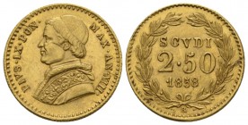 Rome, Pio IX (Giovanni Maria Mastai-Ferretti) 1846 – 1878 Da 2,50 scudi romani anno XIII/1858, AV 19mm., 4.33g. Muntoni 6n. Berman 3306. Friedberg 273...