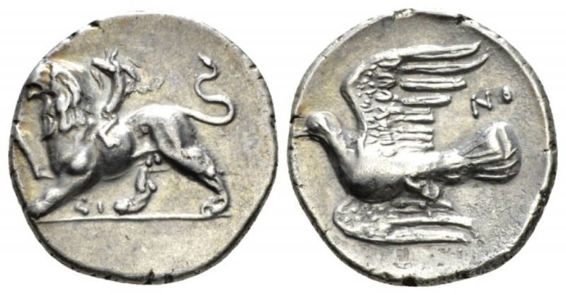 Sicyonia, Sicyon Drachm circa 330-280, AR 17mm., 2.75g. Chimaera standing l.; ΣI...