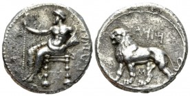 Persia (Achaemenidae), Mazaios, satrap of Babylon, circa 331-328. Babylon Tetradrachm circa 331-328, AR 25mm., 16.56g. Baaltars seated l., his torso f...