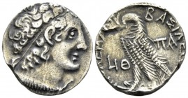 The Ptolemies, Ptolemy X, 101-88 BC Alexandria Tetradrachm circa 96-95, AR 25mm., 14.05g. Diademed head of Ptolemy r., wearing aegis. Rev. Eagle stand...