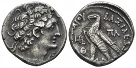 The Ptolemies, Cleopatra III and Ptolemy X, 107-101 Alexandria Tetradrachm circa 106-105, AR 26mm., 12.97g. Diademed head of Ptolemy r., wearing aegis...