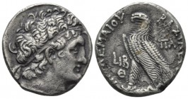 The Ptolemies, Cleopatra III and Ptolemy X, 107-101 Alexandria Tetradrachm circa 106-105, AR 25mm., 13.32g. Diademed head of Ptolemy r., wearing aegis...