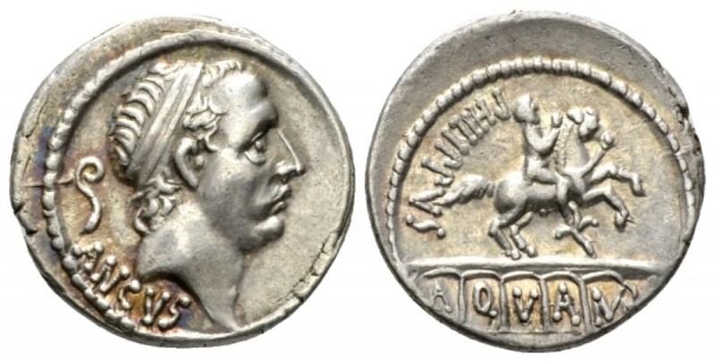 L. Marcius Philippus. Denarius circa 56, AR 18.50mm., 3.65g. Diademed head of An...