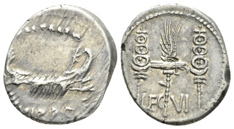 Marcus Antonius. Denarius mint moving with M. Antony 32-31, AR 16.4mm., 3.40g. A...