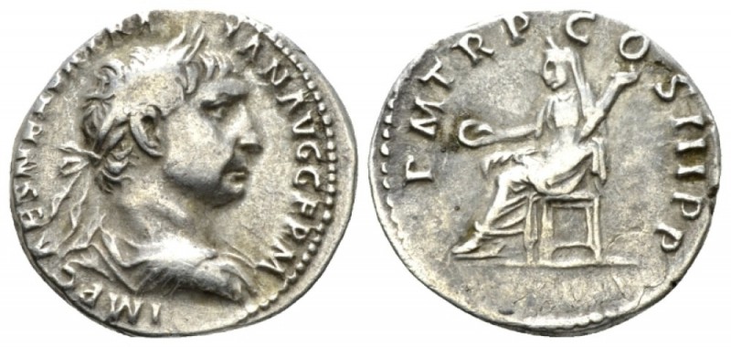 Trajan, 98-117 Denarius circa 100, AR 19mm., 2.98g. Laureate, draped and cuirass...