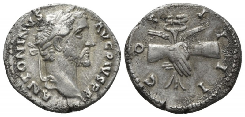 Antoninus Pius, 138-161 Denarius plated circa 145-147, AR 18mm., 2.52g. Laureate...