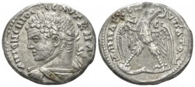 Caracalla, 198-217 Tetradrachm Antioch (Seleucis and Pieria) circa 214-217, AR 26mm., 12.91g. Laureate, draped, and cuirassed bust l. Rev. Eagle stand...