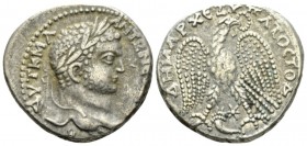 Caracalla, 198-217 Tetradrachm Antioch (Seleucis and Pieria) circa 215-217, AR 26.5mm., 11.30g. Laureate head r. Rev. Eagle standing facing, head r., ...