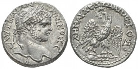 Caracalla, 198-217 Tetradrachm Cyprus circa 215-217, AR 25.5mm., 13.04g. Laureate bust r. Rev. Eagle standing facing on ear of wheat, head l.. Prieur ...