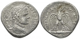 Caracalla, 198-217 Tetradrachm Seleucia Pieria (Seleucis and Pieria) circa 215-217, AR 26mm., 13.64g. Laureate head r. Rev. Eagle standing facing on t...