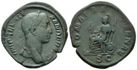 Gordian III, 238-244 Sestertius circa 240, Æ 32.2mm., 15.80g. Laureate bust r. Rev. Roma seated l., holding Nike and spear. RIC 272. C 316.

Green p...