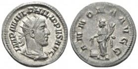 Philip I, 244-249 Antoninianus circa 224-247, AR 22.5mm., 3.49g. IMP M IVL PHILIPPVS AVG Radiate, draped and cuirassed bust r. Rev. ANNONA AVG Annona ...