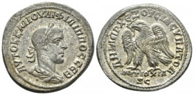 Philip II, 247-249 Tetradrachm Antioch (Seleucia and Pieria) circa 248-249, AR 27.5mm., 11.88g. Laureate, draped and cuirassed bust r. Rev. Eagle stan...