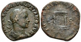 Volusian, 251-253 Sestertius circa 251-253, Æ 29mm., 17.48g. Laureate, draped and cuirassed bust r. Rev. Juno seated facing in domed distyle temple. C...