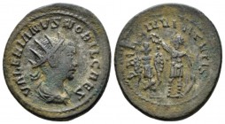 Valerian II Caesar, 253-255 Antoninianus Antioch circa 254-255, billon 22mm., 5.18g. Radiate and draped bust r. Rev. Prince standing l., holding spear...