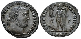 Licinius, 308-324 Follis Heraclea circa 312, Æ 20mm., 3.44g. Laureate head r. Rev. Jupiter standing l., holding crowning Victory and sceptre; at feet ...