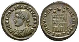 Constantius II caesar, 324-337 Follis Heraclea circa 324-325, Æ 18mm., 3.06g. Laureate, draped and cuirassed bust l. Rev. Campgate with two turrets; s...