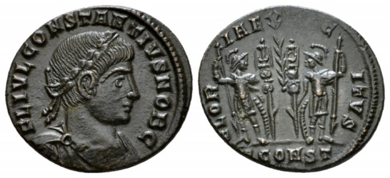 Constantius II caesar, 324-337. Follis Arles circa 332-333, Æ 17mm., 2.26g. Laur...