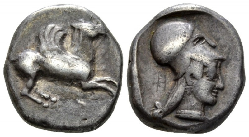 Corinthia, Corinth Stater circa 480-400, AR 18mm., 8.39g. Pegasos flying l. Rev....