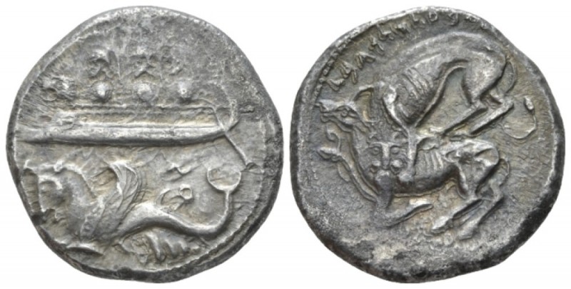 Phoenicia, Uzzibaal, circa 365-350 Byblus Shekel circa 365-350, AR 25mm., 13.16g...