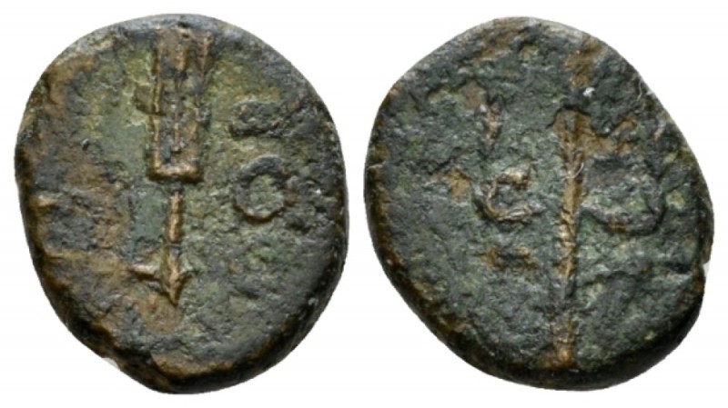 Corinthia, Corinth Quadrans circa 40-30 BC, Æ 12mm., 2.08g. Trident. Rev. COR Ru...