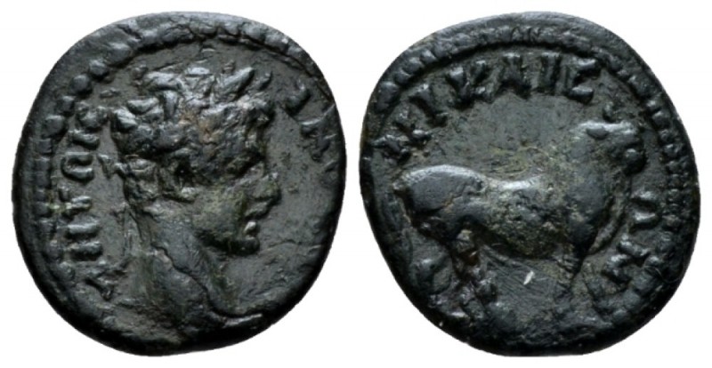 Bithynia, Nicaea Caracalla, 198-217 Bronze 198-217, Æ 15mm., 1.62g. Laureate hea...