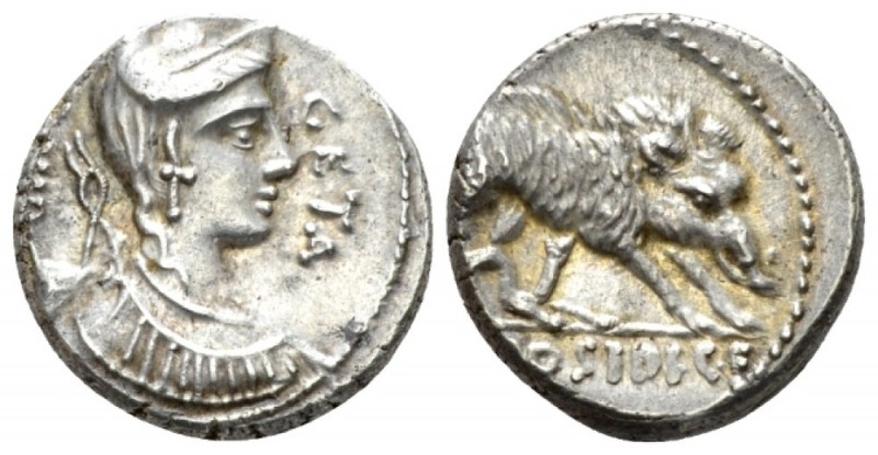 C. Hosidius Geta. Denarius 68, AR 16mm., 3.89g. III·VIR – GETA Diademed and drap...