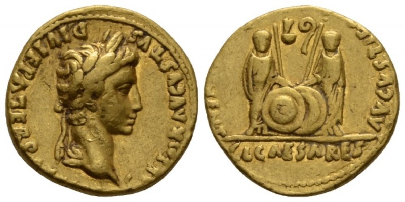 Octavian as Augustus, 27 BC – 14 AD Aureus Lugdunum circa 2 BC - 4 AD, AV 21mm.,...