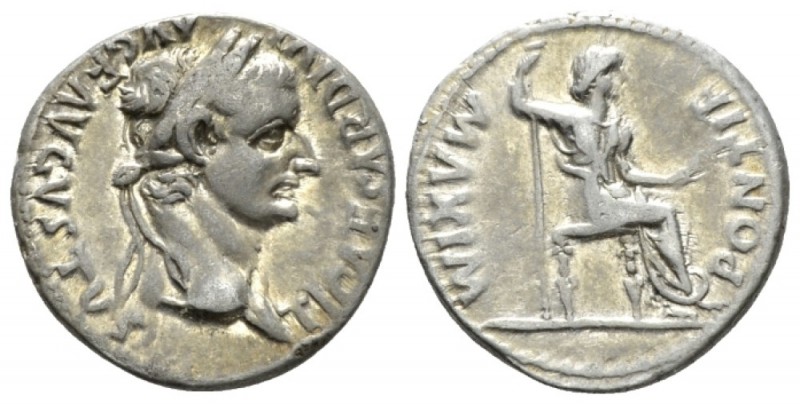 Tiberius, 14-37 Denarius Lugdunum circa 14-37, AR 19mm., 3.57g. Laureate head r....