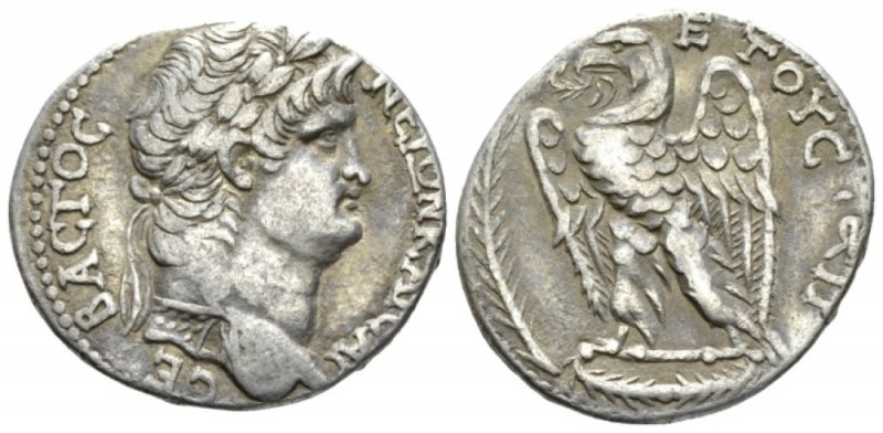 Nero, 54-68 Tetradrachm Antioch circa 67-68, AR 26.6mm., 14.35g. Laureate head r...