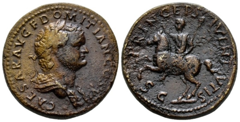 Domitian Caesar, 79-81 Dupondius circa 79, Æ 27mm., 12.87g. Laureate and draped ...