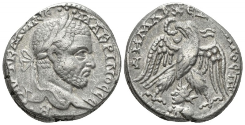 Macrinus, 217-218 Tetradrachm Emesa circa 217-218, AR 25.3mm., 13.99g. Laureate ...