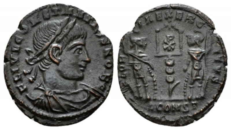 Constantius II Caesar, 324-337. Æ Arles circa 336, Æ 18mm., 1.93g. Laureate, dra...