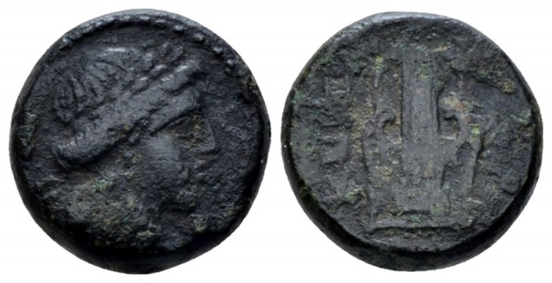 Campania, Capua Bronze circa 216-211, Æ 15mm., 3.71g. Laureate head of Apollo r....