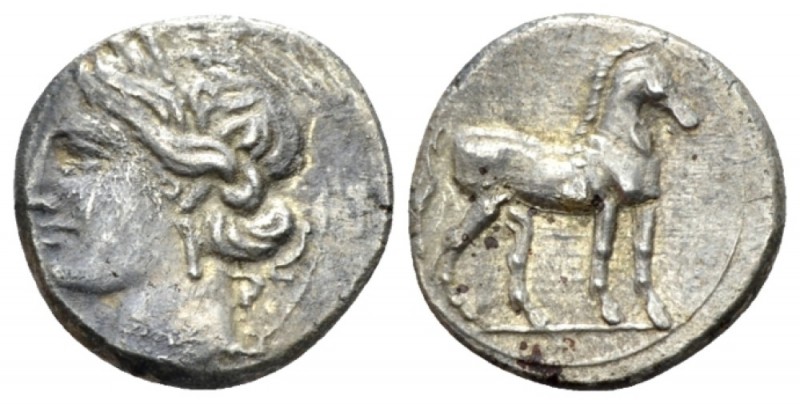 Bruttium, Locri (The Carthaginians in Italy) Quarter of sheke circa 215-205, AR ...