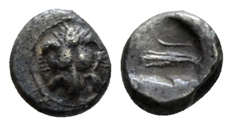 Sicily, Messana as Zankle Tetartemorion circa 493-488 Samian occupation, AR 6mm....