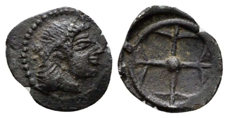 Sicily, Syracuse Litra circa 480-470, AR 10mm., 0.50g. Diademed head of nymph r....