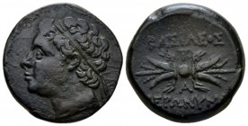 Sicily, Syracuse Bronze circa 215-204, Æ 23mm., 9.34g. Sicily, Syracuse Bronze circa 215-204 BC, Æ 22mm, 9.34g. Diademed head l. Rev. Winged thunderbo...