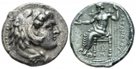 Kingdom of Macedon, Alexander III, 336 – 323 Amphipolis Tetradrachm circa 324-323, AR 26mm., 16.60g. Head of Heracles r., wearing lion-skin headdress....