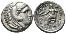 Kingdom of Macedon, Alexander III, 336 – 323 Amphipolis Tetradrachm circa 323-320, AR 25mm., 16.85g. Head of Heracles r., wearing lion-skin headdress....