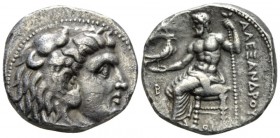 Kingdom of Macedon, Alexander III, 336 – 323 Berythus Tetradrachm circa 320-315, AR 25mm., 16.83g. Head of Heracles r., wearing lion-skin headdress. R...