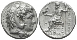 Kingdom of Macedon, Babylon Tetradrachm circa 323-318/7, AR 26mm., 16.92g. Head of Heracles r., wearing lion-skin headdress. Rev. Zeus Aëtophoros enth...