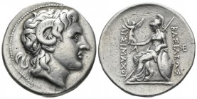 Kingdom of Thrace, Lysimachus, 305-281. Uncertain mint Tetradrachm early III cent., AR 30mm., 17.01g. Diademed head of the deified Alexander r., with ...