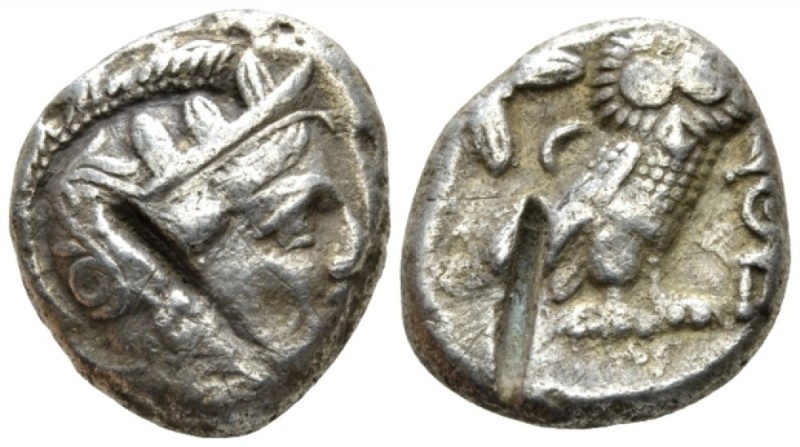 Attica, Athens Tetradrachm late IV early III cent., AR 21mm., 16.04g. Head of At...