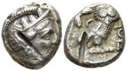Attica, Athens Tetradrachm late IV early III cent., AR 21mm., 16.04g. Head of Athena r., wearing crested Attic helmet. Rev. Owl, with closed wings, st...