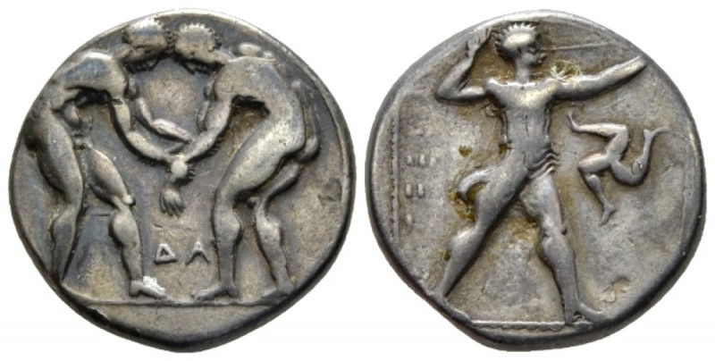 Pamphilia, Aspendus Stater circa 380-325, AR 20mm., 10.80g. Two wrestlers grappl...