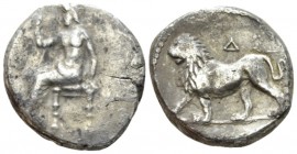 The Seleucid Kings, Seleucus I Nicator, 312- 281 BC Babylon Stater circa 321-315, AR 22mm., 15.58g. Baal seated l., holding sceptre and l. hand on thr...